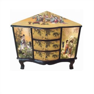 Oriental Furniture Black Crackle Japanese Corner Cabinet   LCQ 91 BC