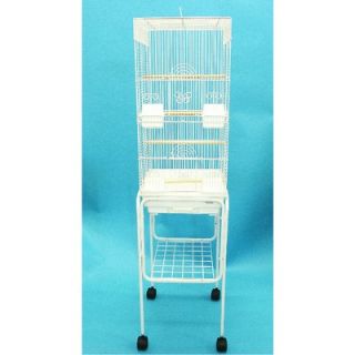 YML Tall Square 4 Perch Bird Cage with Stand   6624_4614WHT 6624