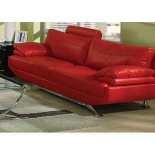AC Pacific Jessica Bonded Leather Sofa in Red   JessicaRed Sofa