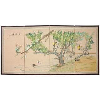 Oriental Furniture Birds in the Garden Silk Screen   SILK BG1