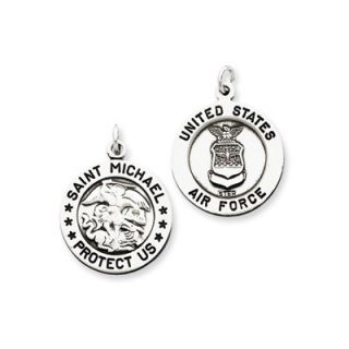 Jewelryweb Sterling Silver Antiqued Saint Michael Air Force Pendant