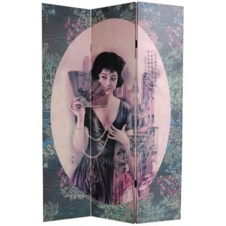 Oriental Furniture Double Sided Shanghai Ladies Canvas Room Divider