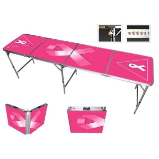 Pink Ribbon Beer Pong Table in Standard Aluminum