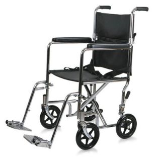 Medline Steel Transport Wheelchair   Permanent Full Length Arms