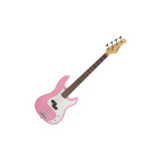 Electric Bass Guitar with Gig Bag and Cable in Pink
