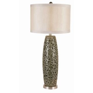 TransGlobe Lighting Silver Rattan Table Lamp Oval in Antique Silver
