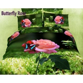 Dolce Mela Dolce Mela Butterfly Rose Duvet Cover Set