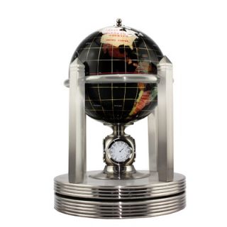 American Atelier Polished Stone Globe with Brass Clock Stand
