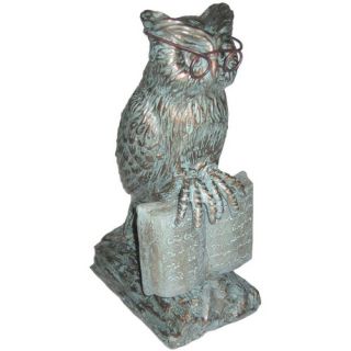 Natures Foundry Solar Garden of Reading Owl Statue