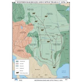 Universal Map U.S. History Wall Maps   Western Railroads & Cattle