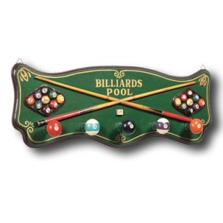 RAM Gameroom Hand Carved Billiards Coat Rack