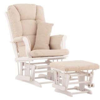 Storkcraft Custom Tuscany Glider and Ottoman in White with Free Lower