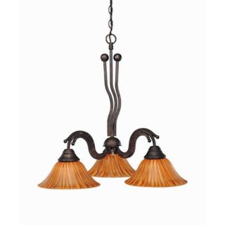  Wave 3 Light Chandelier with Italian Marble Glass Shade   223 518