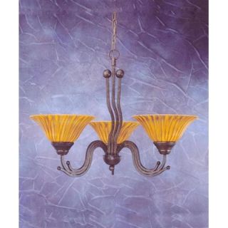  Lighting Wave 3 Light Chandelier with Tiger Glass Shade   223 519