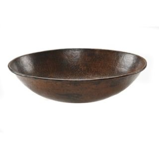 Premier Copper Products Oval Wired Rimmed Hammered Copper Vessel Sink