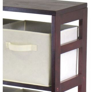 Winsome Capri Low Storage Shelf with 4 Foldable Beige Fabric Baskets