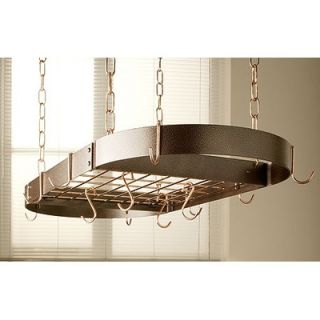 Rogar Hammered Copper Oval Pot Rack w/ Grid and Optional Additional