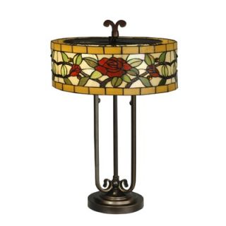 Dale Tiffany Two Light Rose Table Lamp in Antique Golden Sand