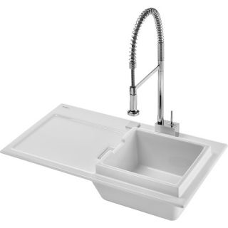 Starck K Drop In Kitchen Sink with Right Bowl in White Alpin