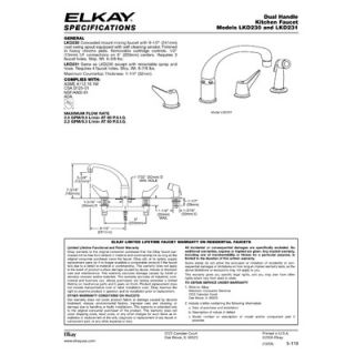 Elkay Deluxe Two Handle Widespread Kitchen Faucet