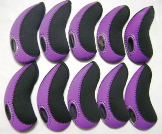 A99 golf purple/black 10pcs golf club head cover iron cover neoprene