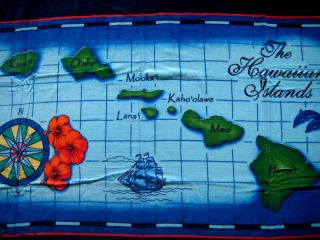 Hawaiian Hawaii Large Beach Towel 67x40 Island Map