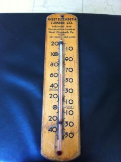 WOODEN WEST ELIZABETH LUMBER CO. THERMOMETER VITG INDUSTRIAL