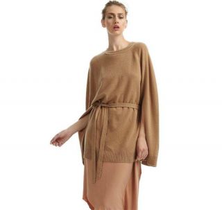 Hayden Misses XS Cashmere Cape Sweater Camel Solid Top Designer