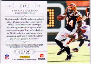 Jermaine Gresham National Treasures Auto Colossal Patch #d13/25 2011