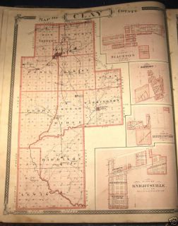  Clay County Indiana Plat Map 1876 Harmony Staunton