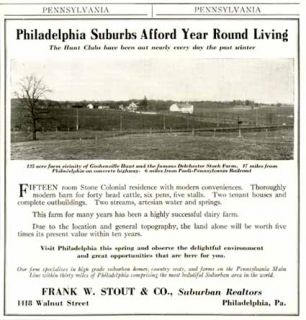 1928 Ad for Sale of 135 Acre Farm in Philly Suburbs