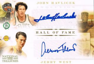 John Havlicek Jerry West 2011 National Treasures Hall of Fame Auto 25