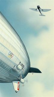 Goulding Zeppelins Over Rhine 1936 Olympics Hindenburg Graf Original