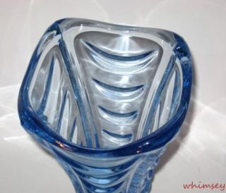 Sklo Union Hermanova Blue Drapery Vase Art Hanus Czech Art Glass