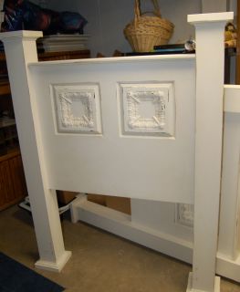 Girls White Washed Headboard Twin Bed Vintage Tins