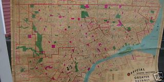 RARE Hearne Brothers City of Detroit Map Circa 1930S
