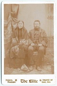 Yakima Indian Couple by Hanson Grangeville and Stuart Idaho C 1890s