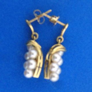 Pearl Grapes Earrings 14k Yellow Gold 2 6g 20mm