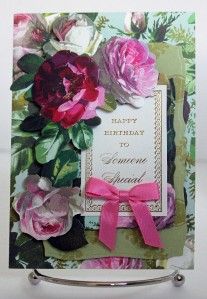 Set of 3 Handmade Happy Birthday Greeting Cards Vintage Floral Anna