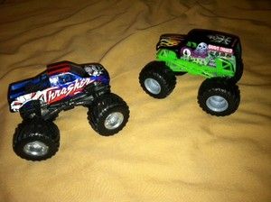Lot of 3 Monster Truck Toys Trucks Cars Grave Digger More