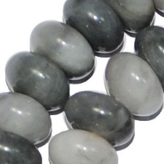 4x8mm White Gray Hawk Eye Stone Rondelle Beads 15