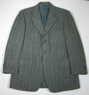 Vtg Anthony Allan Authentic Harris Tweed Wool Herringbone Jacket Coat