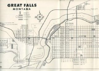 Great Falls Montana Brochure Map 1940S
