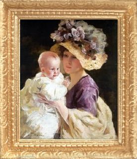 Victorian Mother Baby Dollhouse Miniature Art Picture