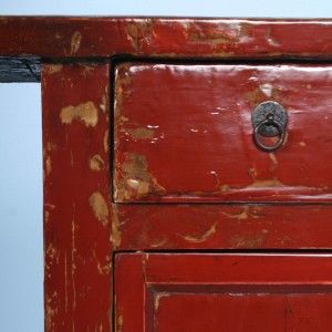 Small Antique Red Lacquered/Distressed Chinese Sideboard c.1840 60