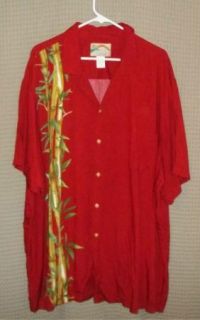Red Hawaiian Bamboo Paradise Cove Rayon Camp Shirt 3XL XXXL