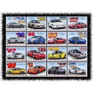  Edition Corvettes from 1978 to 2013 Postage Stamp Art