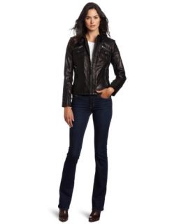 MICHAEL Michael Kors Womens Zip Front Leather Jacket