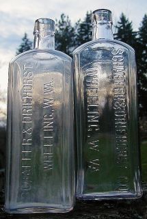 Schaeffer Driehorst Co Wheeling West Virginia Whiskey Bottle Pair
