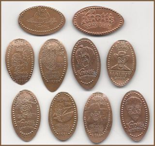 11. LOT OF 10 KNOTTS SCARY FARM ELONGATED PENNIES / INCLUDES HALLOWEEN